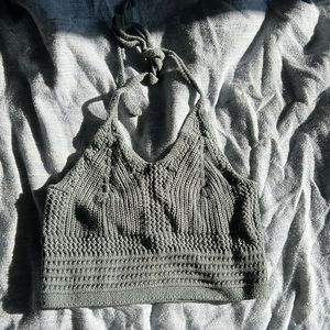 Aerie S knit halter cropped top